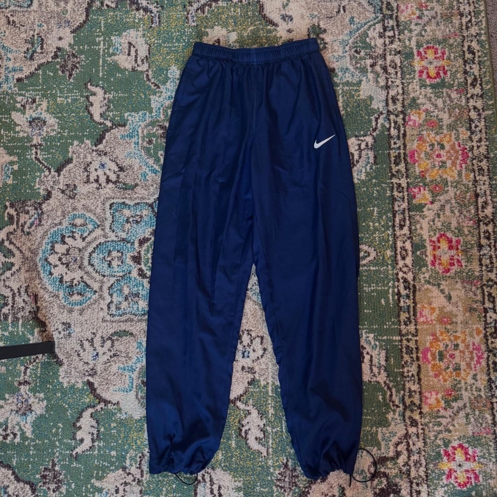 Women's Navy Blue Nike Track Pant Activewear Dri-Fit Trousers with Drawstring